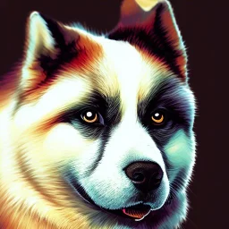 akita potrait vector colorful