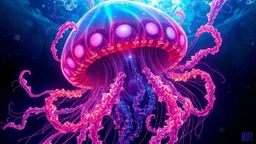 Surrealistic and vibrant illustration of a jellyfish, by Android Jones and Jason Botkin, glowing colors, intricate details, digital art, trending on Instagram