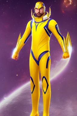 Cosmic super hero, cosmos wepon , yellow costume,4k image, full body men