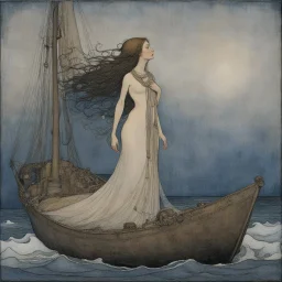 [art by john bauer] Circe the awesome nymph with lovely braids who speaks with human voice, sent us a hardy shipmate, yes, a fresh following wind ruffling up in our wake, bellying out our sail to drtve our blue prow on as we, 10 securing the running gear from stem to stern, sat back while the wind and helmsman kept her true on course. The sail stretched taut as she cut the sea all day and the sun sank