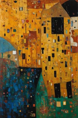 Transcend Yourself; a surreal Expressionistic art piece with a color palette of Gustav Klimt