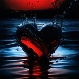 electric heart black and red water