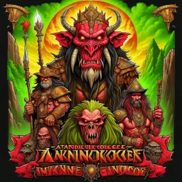 Manticore, an orc heavy metal band is going on tour of the Kingdom of Aeredon. Show a fantasy rock show poster
