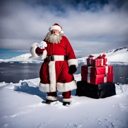 Santa Claus delivering presents to McMurdo in Antarctica