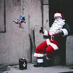 santa, 35mm film camera, banksy