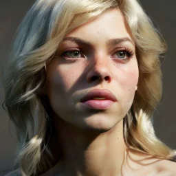 Shakira, artist, 30 years old, Realistic image, waist up portrait, Michael Goundry style. blonde, loose long hair, eyes make up, perfect, glow, circle iris. concept art, smooth, unreal engine 5, god lights, ray tracing, RTX, lumen lighting, ultra detail, volumetric lighting, 3d, finely drawn, high definition, 4k.