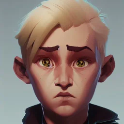 Portrait of a 9 year old warlock blond boy Jim Kay style