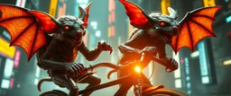cyberpunk imagery synchronized mechanical gremlin rat bat drumming bicycle flickering stable core