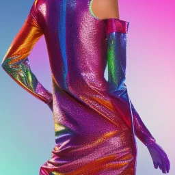 Glittery rainbow dress on mannequin