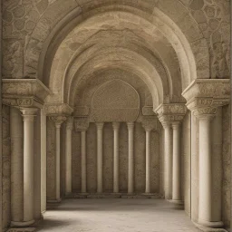 in an dark dirty underground civilization with many buildings pueblo, greek, and islamic architecture