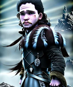 Jon snow toddler, full body, angry, dragon, dramatic lighting, hyper realistic