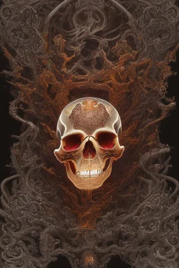 A beautiful highly detailed ornate intricate portrait of a flaming demon skull made of shiny obsidian glass :: reflective, glassy :: subtractive lighting, backlit :: by John William Waterhouse, Greg Rutkowski, HR Giger :: hyperrealistic, hyper detailed, photorealistic :: epic, incredible composition, amazing depth, meticulously composed, 16k resolution concept art :: fantasy magazine cover art