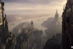 Quebec city+Livorno canal+bridges+corner building on hill+Gothic city+BioShock+Dishonored+Bloodborne +trieste+Edinburgh+Chicago+victorian London+decòpunk Skyscraper+ +steampunk+biopunk+alphonse mucha, greg rutkowski,matte painting, cryengine, hyper detailed, felix kelly, fantasy art, seb mckinnon