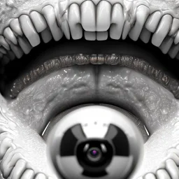 close-up portrait of open mouth and teeth inside of human eye, ultra-realistic, intricate, 8k resolution, high-quality, fine-detail, digital art, detailed matte, volumetric lighting, dynamic lighting, photorealistic, 3d octane render, illustration,