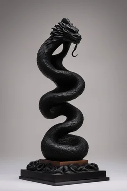 an ominous small statuette made of ebony in the form of a mountain with the snake slithering around the mountain