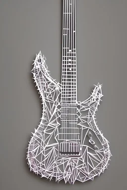 electric guitar, paper cut art work, kirigami