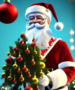 Ornament looking like Santa Claus hanging from a christmas tree, midjourney style, 8k, photorealistic, cinematic lighting, dramatic, atmosphereric,