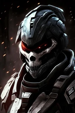 A soldier in the game Mass effect , he wears a BLACK skull helmet that covers his face, he is a rifleman, and his callsign is Titan.