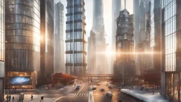 science fiction of a shanghai city, first person view, vibrance, highly detailed, natural lighting, naturalism, day time,