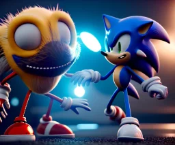 dr robotnik vs sonic electric fight, realistic 8k