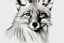 outline sketch in charcoal, portrait of a fox