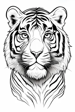 outline art. cute tiger, white background