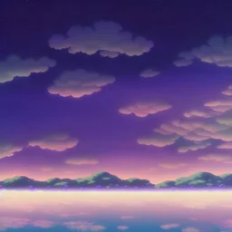 purple sky full of stars, sunflower field, floating ruins of an asian village, anime, high res, makoto shinkai