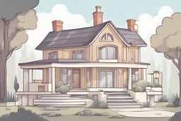 Cute cartoon luxurious house cross-section