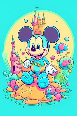 vibrant pastel disney funny image for a t shirt design