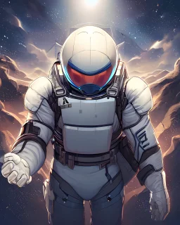 male astronaut with a helmet on looking straight at me