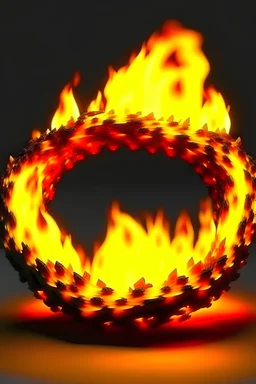 A lot of fire in a round shape 3d normal