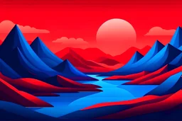 animated landscape in red and blue colors