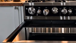 refrigerator parts placed on oven range as knobs