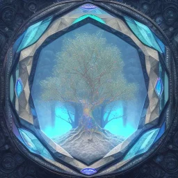 hedjuk,Tree of Life, crystal city crystalline in the sky, renderin, room, cosmic, opalescent, 100mm, opalescent, gemstones, crystals, object, other worldly,water, cristal rock ,bright, ice backg