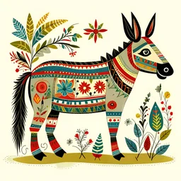 German Folk Art Donkey illustration