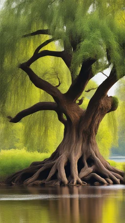 old willow tree by the river
