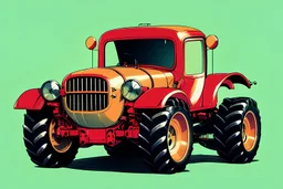 classic style concept, oldschool farm tractor vehicle, retro design study, classic steel wheels, toned colors, art by cheryl kelley