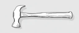 horizontal image of a framing hammer, detailed line drawing, vector