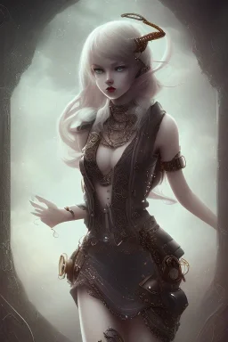 cute steampunk girl body hell end solitary darkness sad