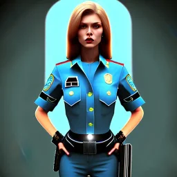 lady cop top in spaceship