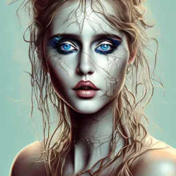 illustration style surreal, singer Danish MØ face,