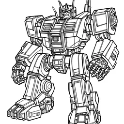 outline art for square broccoli transformers coloring page for kids, classic manga style, anime style, realistic modern cartoon style, white background, sketch style, only use outline, clean line art, no shadows, clear and well outlined