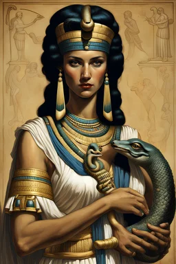 Cleopatra d'Egitto with a cobra in hands