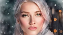 woman, night, city, snow, watercolor, glow, transparency, lumen, professional photo, 3d, 64k, high resolution, high detail, computer graphics, hyperrealism, f/16, 1/300 s. highly detailed digital painting, double exposure, colors: white, silver, gray, delicate pink, delicate green, delicate blue, beige, delicate lace, pastel photorealistic painting, watercolor, tenderness, pastel,