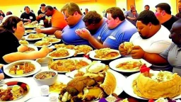 overeaters anonymous support group challenge each other in all you can eat contest offered by the golden corral buffet