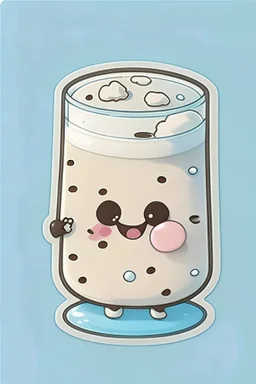 Cartoon white glass of milk. Next to cute cookie. Make it a sticker.