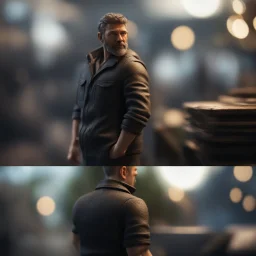 back and front of a man ,bokeh like f/0.8, tilt-shift lens 8k, high detail, smooth render, down-light, unreal engine