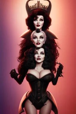 Joan Collins as evil queen in black leather, leather, busty, cleavage, angry, stern look. character design by cory loftis, fenghua zhong, ryohei hase, ismail inceoglu and ruan jia. unreal engine 5, artistic lighting, highly detailed, photorealistic, fantasy