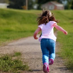 little girl running in