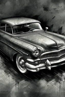 An old classic car 1900 , Hyper Realistic Aerial Grungy Dark-Grey Brush strokes on a dark rustic background with charcoals